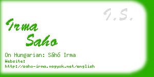 irma saho business card